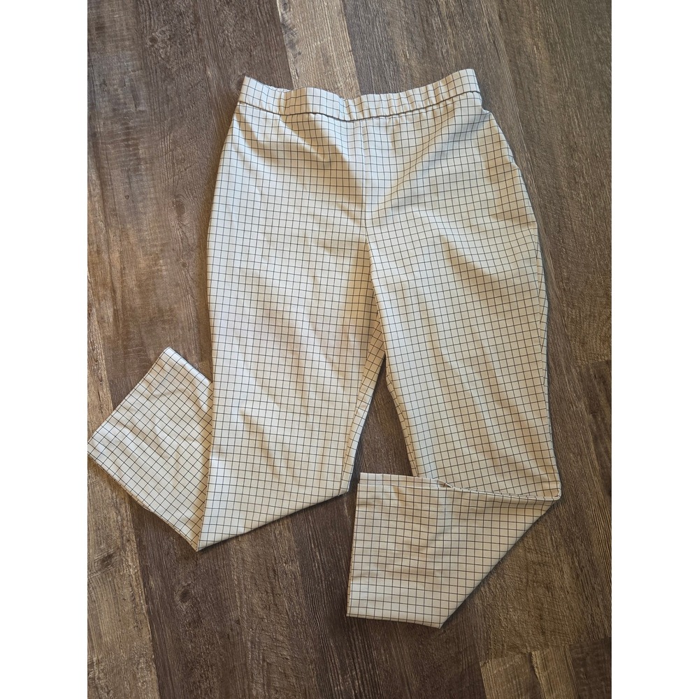 Massimo Fabbro Italy Womens Windowpane Check Elastic Waist Straight Leg Pants 12